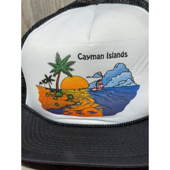Vintage Cayman Islands Rope Trucker Mesh Back Snapback Hat 90s Y2K - Picture 2 of 7